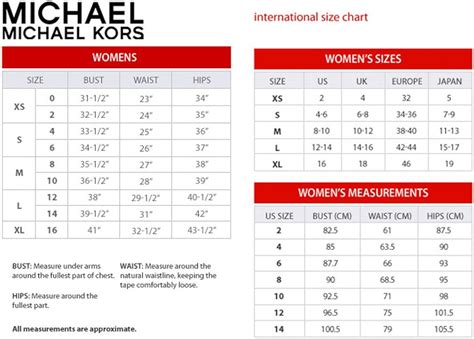 michael kors ladies shoes size chart